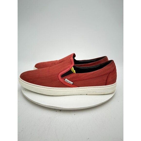 Jimmy Choo Men Size EU 43 US 10 Red Leather White Sole Slip On Casual Shoes